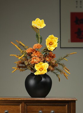 新中式陶瓷花瓶客厅电视柜玄关装饰品样板间酒店餐厅秋色花艺摆件