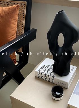 click小众抽象艺术陶瓷摆件中古雕塑花瓶装饰花器 山形ins博主款