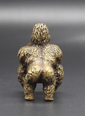 精工实心铜大猩猩小摆件铜艺铜宠猴子铜手把件彷古微雕古玩老铜器