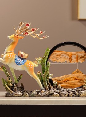 新中式一路高升流沙画摆件办公室客厅酒柜装饰品乔迁开业高档礼物