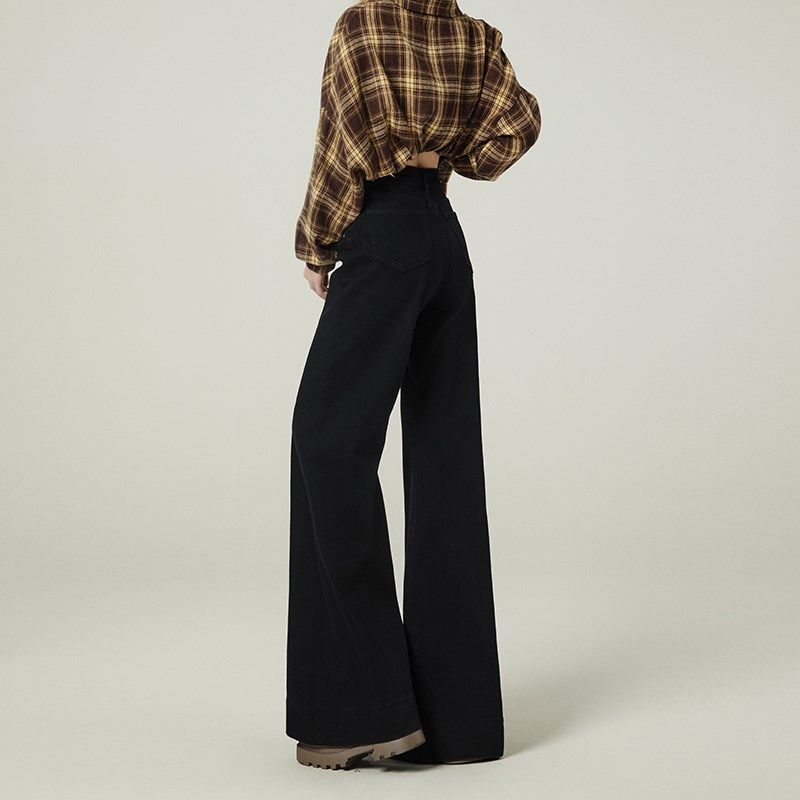 胖mm大码女装黑色不贴腿加绒牛仔裤女冬季保暖加厚裤子拖地阔腿裤,淘宝优惠券,粉丝福利购,淘宝优惠卷