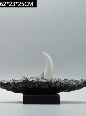 新中式创意禅意月牙摆件家居客厅办公室招财玄关软装饰品开业礼物