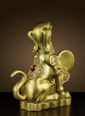 铜狗摆件纯铜西北缺角生肖狗补角生肖狗家居客厅装饰金属狗工艺品