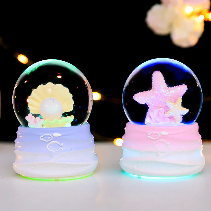 水晶球摆件女孩儿童音乐盒2023新年礼物卧室装饰品梦幻飘雪八音盒,淘宝优惠券,粉丝福利购,淘宝优惠卷