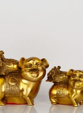 纯黄铜猪摆件招财猪白菜猪客厅办公室摆设店铺乔迁开业礼品生肖猪