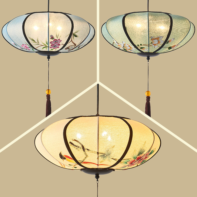 新中式吊灯中国风创意手绘画布艺灯笼餐厅酒店会所仿古典艺术灯具,淘宝优惠券,粉丝福利购,淘宝优惠卷