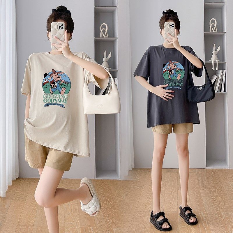 大码孕妇装夏季套装短袖t恤上衣宽松休闲中长款百搭时尚短裤200斤,淘宝优惠券,粉丝福利购,淘宝优惠卷
