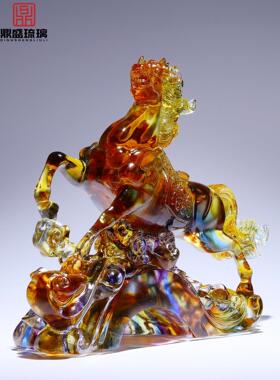 淄博琉璃生肖马到成功招财吉祥物办公室装饰摆件开业乔迁暖房礼物