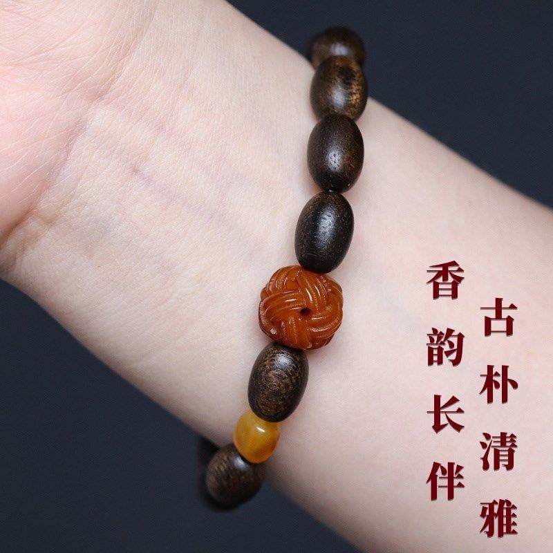 天然正区文莱沉香手串枣珠DIY单圈沉水级文玩佛珠手链男女送礼,淘宝优惠券,粉丝福利购,淘宝优惠卷