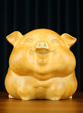 纯铜猪摆件元宝福猪可爱猪家居客厅玄关办公室桌面装饰品礼品