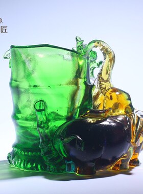 创意琉璃大象笔筒办公室桌摆件毕业送给老师的礼物恩难忘礼品实用