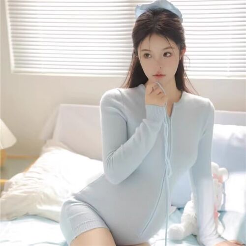 影楼孕妇拍照服装甜美风蓝色针织毛衣孕妈咪大肚照写真照连体服装 - 图0