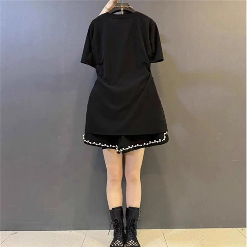 大码女装2025夏季款胖mm休闲时尚显瘦重工钉珠短袖上衣短裤两件套,淘宝优惠券,粉丝福利购,淘宝优惠卷