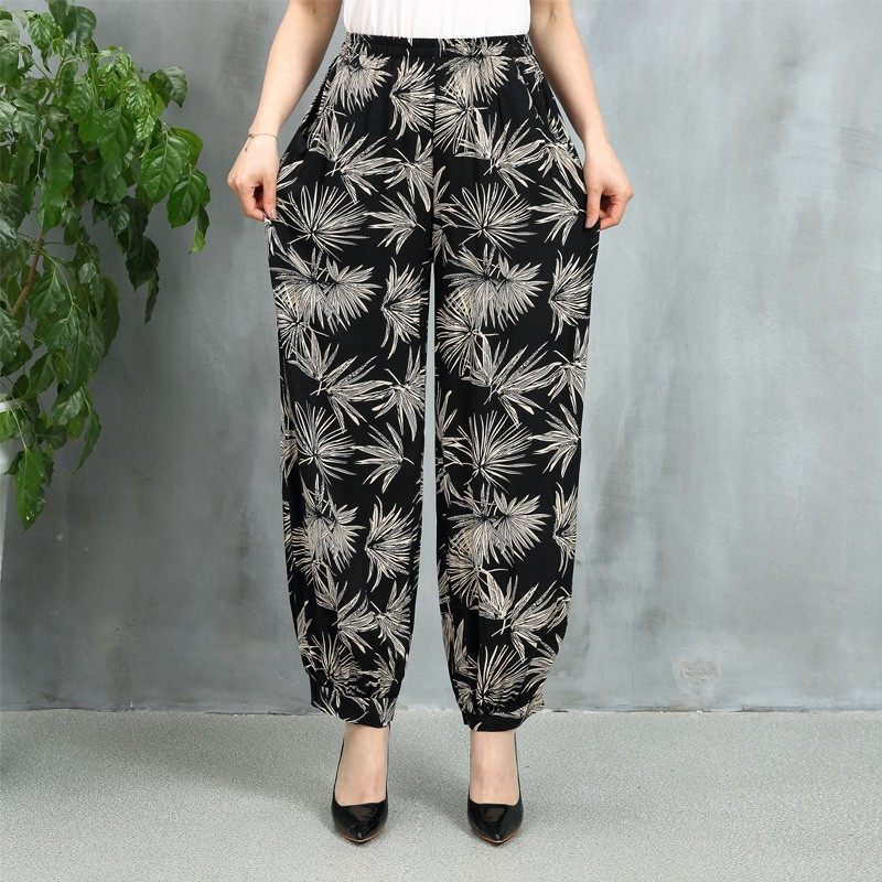 妈妈装薄款印花夏季灯笼裤中老年民族风女宽松阔腿裤哈伦裤舞蹈裤,淘宝优惠券,粉丝福利购,淘宝优惠卷