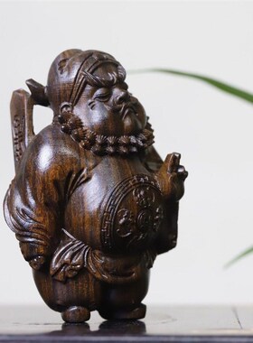 芽庄沉香木雕刻钟馗文玩手把件家居装饰品桌面工艺品摆件汽车挂件