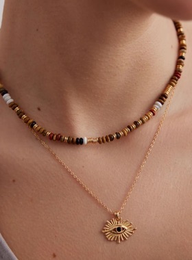 恶魔之眼纯银锆石项链