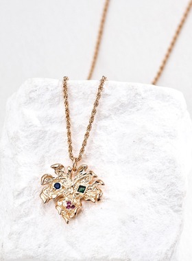 S925银复古锆石吊坠项链