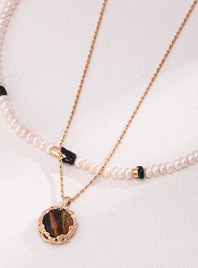 纯银滴釉珍珠项链