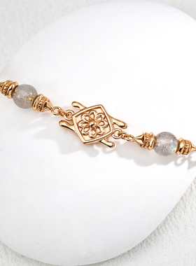 S925银复古天然珍珠灰月光石手链