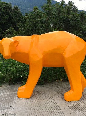 户外块面北极熊玻璃钢p园林景观雕塑摆件庭院商场售楼处美陈装饰
