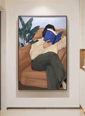 小众艺术玄关挂画抽象人物客厅装饰画落地画简约现代走廊过道壁画
