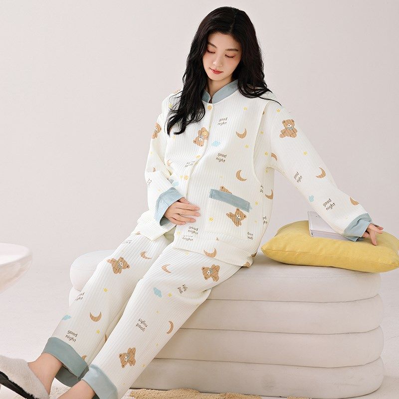 秋冬季加厚保暖空气棉月子服喂奶孕妇哺乳睡衣产妇大码长袖春秋款,淘宝优惠券,粉丝福利购,淘宝优惠卷