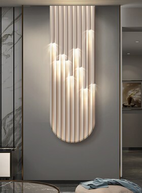 客厅电视机旁背景墙装饰画壁灯格栅灯现代简约带led发光玄关挂画