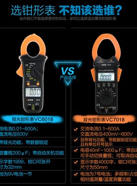 胜利VC6018钳形万用表数显全自动高精度防烧钳型电流表电工万能表