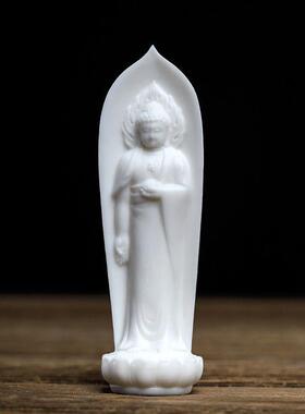 陶瓷观世音佛像阿弥陀佛随身佛摆件小佛像观音菩萨林弋新作