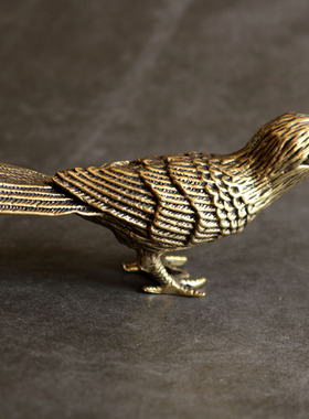 摆件装饰工艺品礼品纯铜黄铜家居招财聚财复古喜鹊鸟小铜器手把件