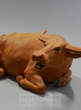 长23厘米黄牛吉祥卧牛陶瓷摆设家居动物化解卫生间厨房缺角装饰品