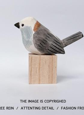 小肥啾！木雕小鸟手工实木桌面小摆件创意治愈系生日礼物女送人