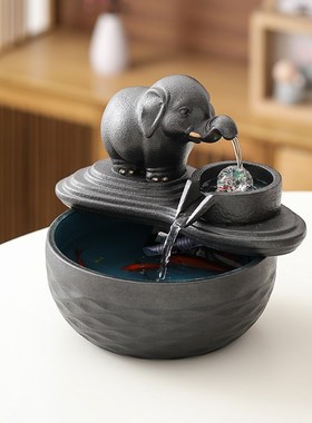 白菜摆件生财流水摆件循环水茶台小型鱼缸桌面客厅办公室装饰礼品