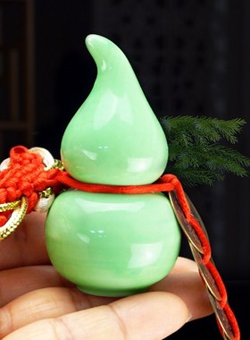陶瓷葫芦摆件厨房在西北火烧天门家用中式五帝钱迷你小瓷瓶挂饰品