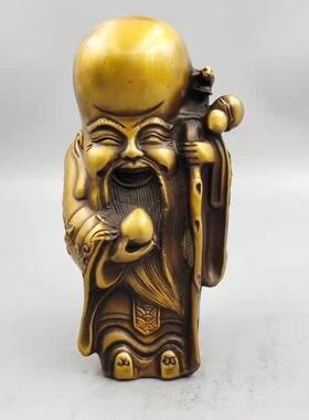 纯铜老寿星葫芦增寿家居饰品黄铜贺寿礼品仙翁神像工艺品摆件