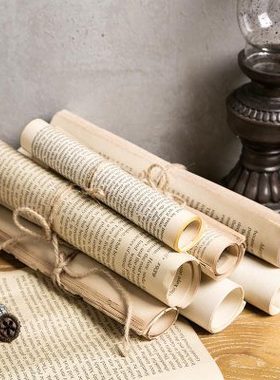 美式乡村老书卷旧书外语书文艺古典外文书卷装饰书房摆件拍摄道具