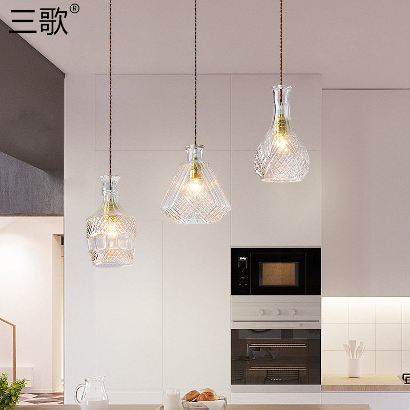 酒瓶吊灯复古创意个性玻璃咖啡厅吧台酒吧北欧餐桌餐厅灯三头吊线,淘宝优惠券,粉丝福利购,淘宝优惠卷