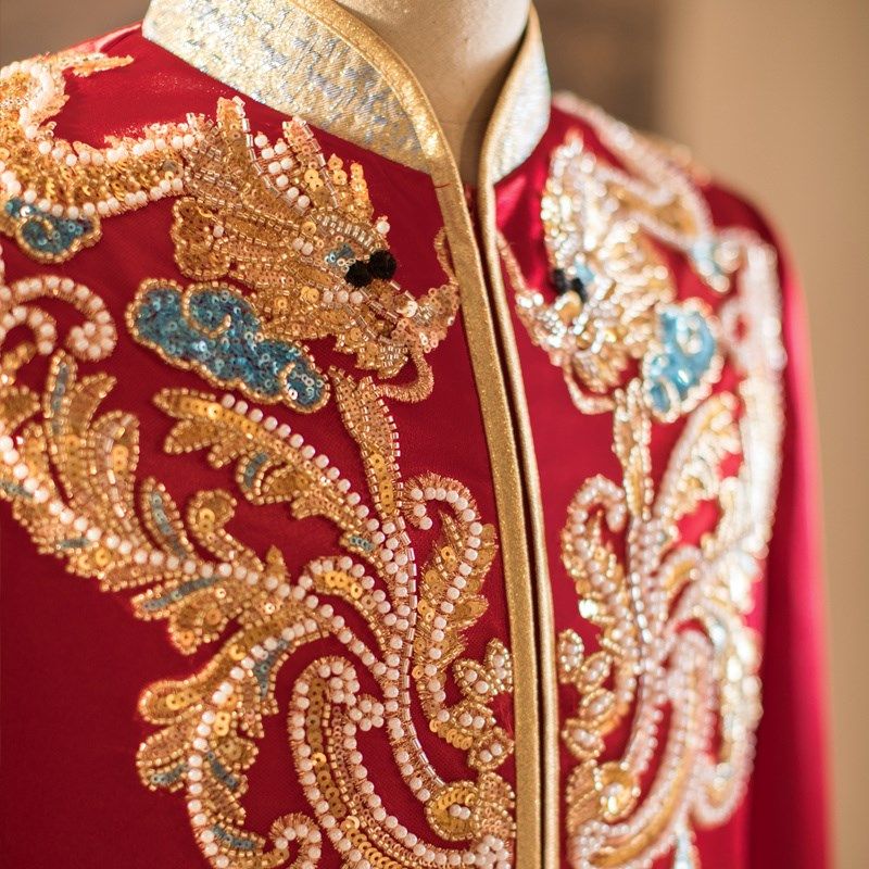 男士秀禾服新郎2024新款中式结婚接亲敬酒礼服大码男生龙凤褂唐装,淘宝优惠券,粉丝福利购,淘宝优惠卷