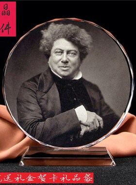 世界名人歌德/大小仲马/马克吐温画像珍藏纪念品水晶摆件书房礼品