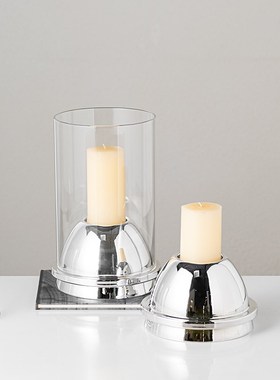 高级感样板间茶几不锈钢银色烛台小众设计客厅P桌面高档装饰品摆