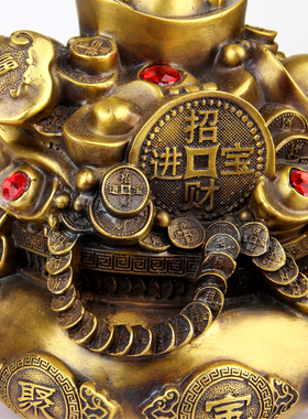 厚德居 纯铜聚宝盆摆件 客厅元宝存钱罐店铺开业工艺礼品