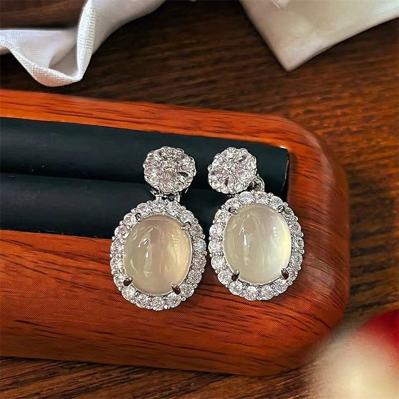 本店定制 新中式国风天然冰种蛋面水沫玉长款椭圆耳环,淘宝优惠券,粉丝福利购,淘宝优惠卷