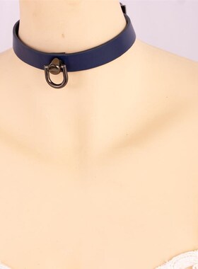 项圈定制刻字手工皮具女m牵引绳人用人戴铃铛锁骨项链子