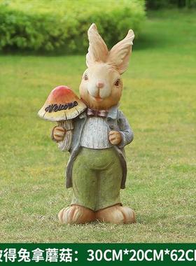 玻璃钢卡通彼得兔雕塑园林景观花园庭院装饰品户外草坪幼儿园摆件