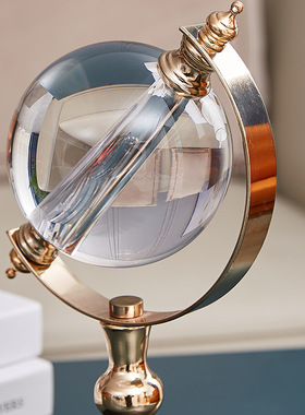 欧式办公室水晶球摆件书房桌面装饰地球仪工艺品客厅酒柜轻奢摆设