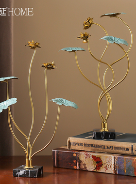 荷花摆件家居客厅电视酒柜高端清新雅致新中式轻奢莲花书房装饰品