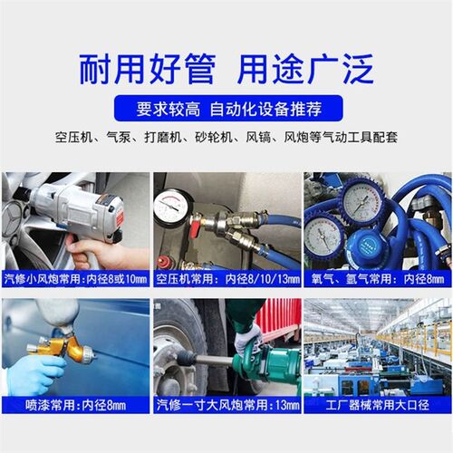 高压气管小风炮防爆耐高温气泵专用8 10mm汽修充气喷漆空压机软管 - 图2