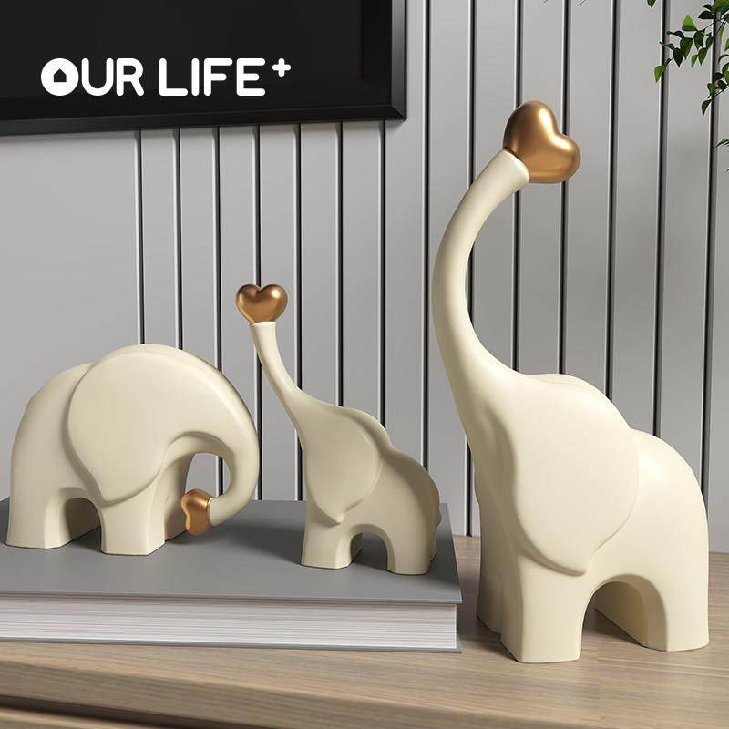 一家三口大象摆饰相亲相爱客厅现代简约陶瓷玄关酒柜家居装饰品,淘宝优惠券,粉丝福利购,淘宝优惠卷