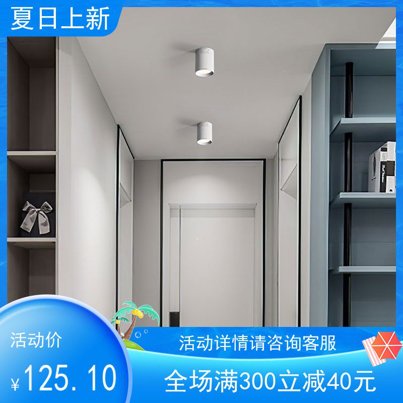 西顿照明LED免开孔明装吸顶筒灯客厅走廊过道天花灯CEX9101C-A,淘宝优惠券,粉丝福利购,淘宝优惠卷