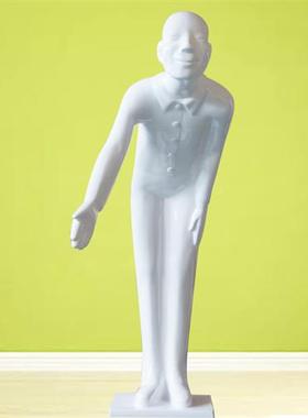 玻璃钢鞠躬迎宾人物雕塑酒店餐厅KTV开业礼门口招财树脂落地摆件